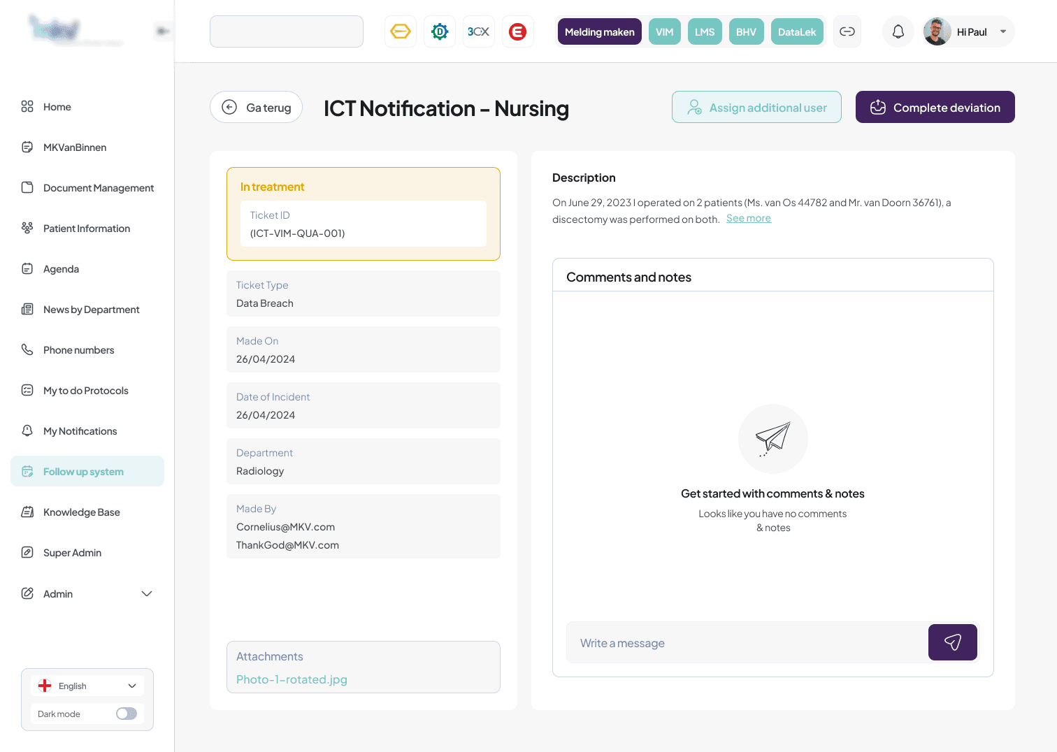 Incidentmelding detail
