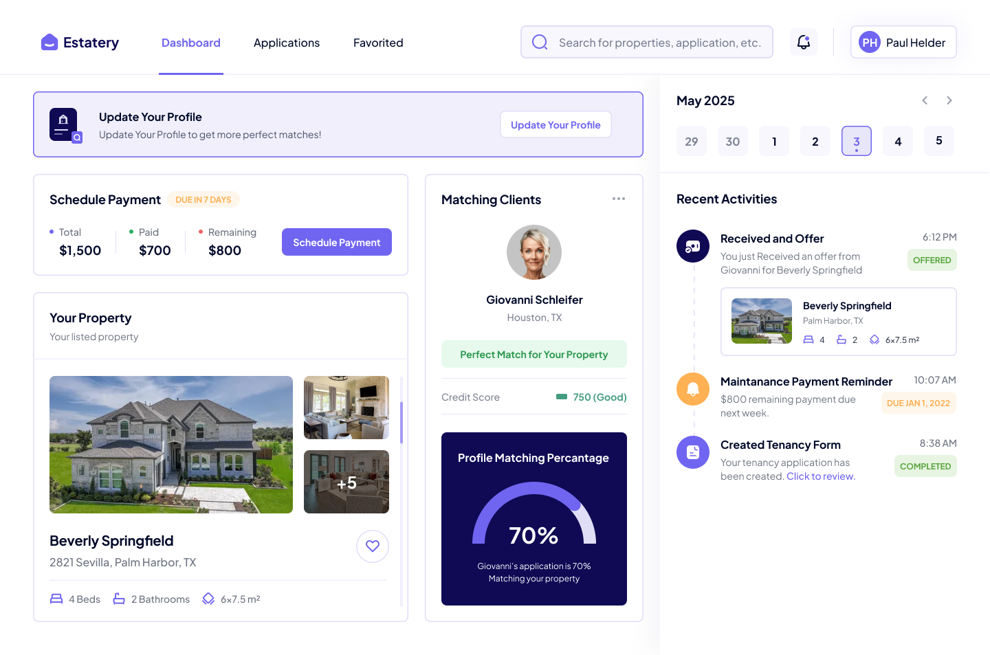 Voorbeeld van vastgoed matching software integratie met CRM